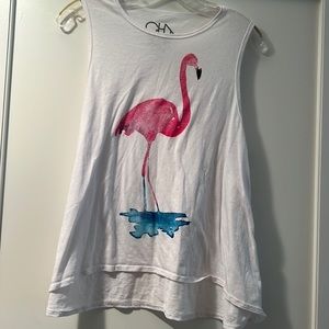 Chaser flamingo drapy sleeveless tee.